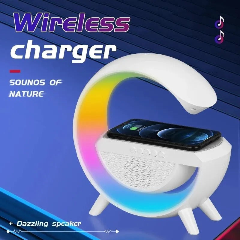 Multifunction 15W Fast charging Qi Wireless charger stand station lamp alarm clock Wireless Charger with Speaker light and clock